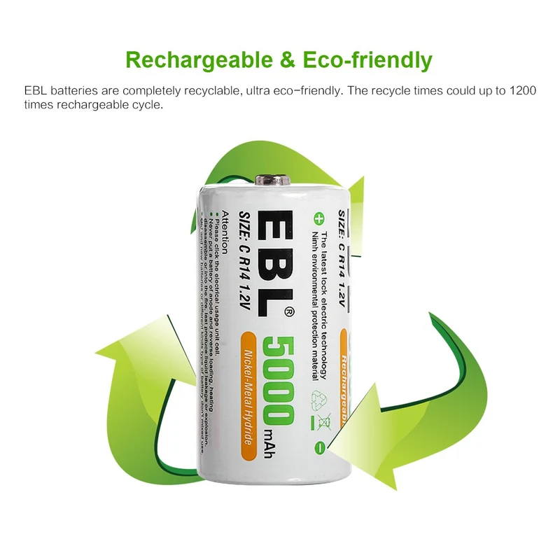 【CZ】EBL C Ni-MH Rechargeable Battery 1.2V 5000mAh