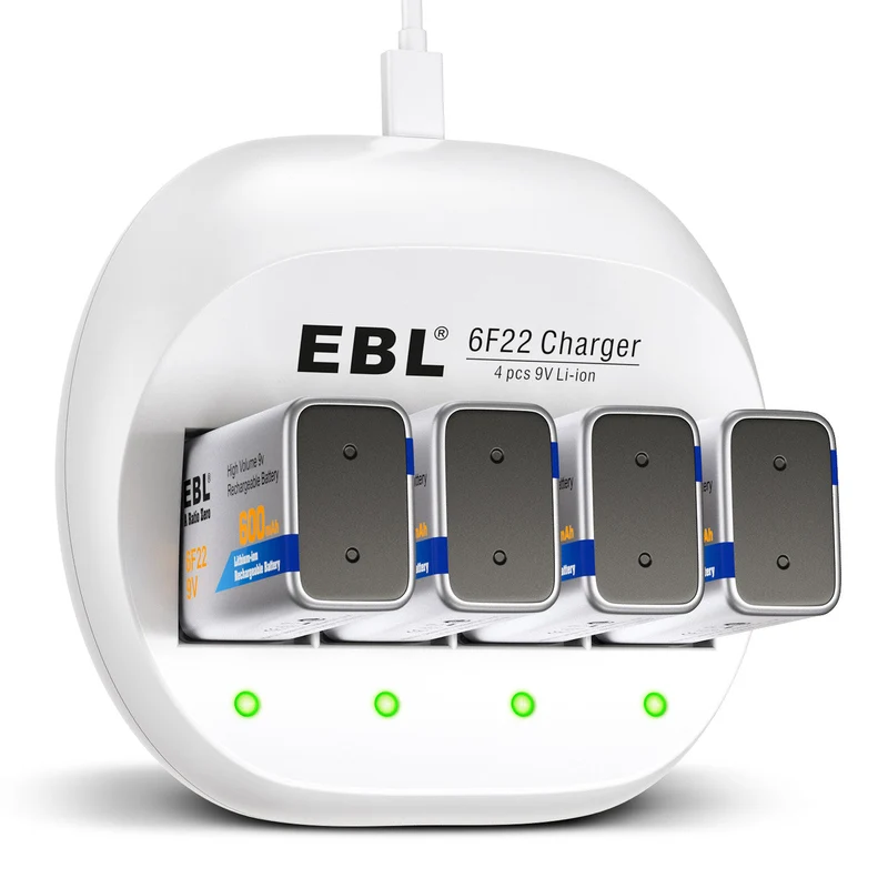 【CZ】EBL 4 Bay 9V Battery Charger for 9V Li-ion/Ni-MH/Ni-CD Rechargeable Batteries