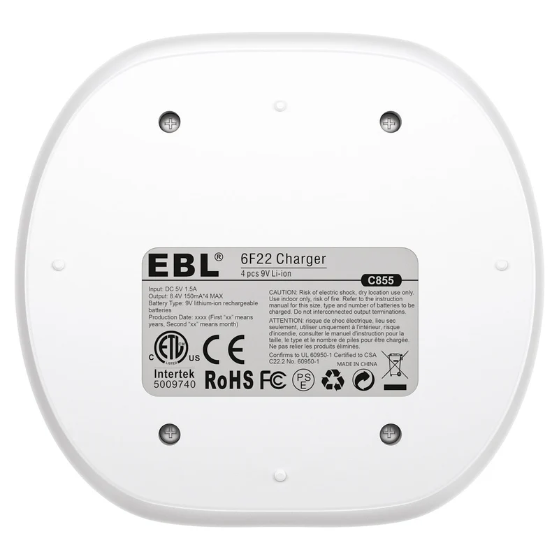 【CZ】EBL 4 Bay 9V Battery Charger for 9V Li-ion/Ni-MH/Ni-CD Rechargeable Batteries