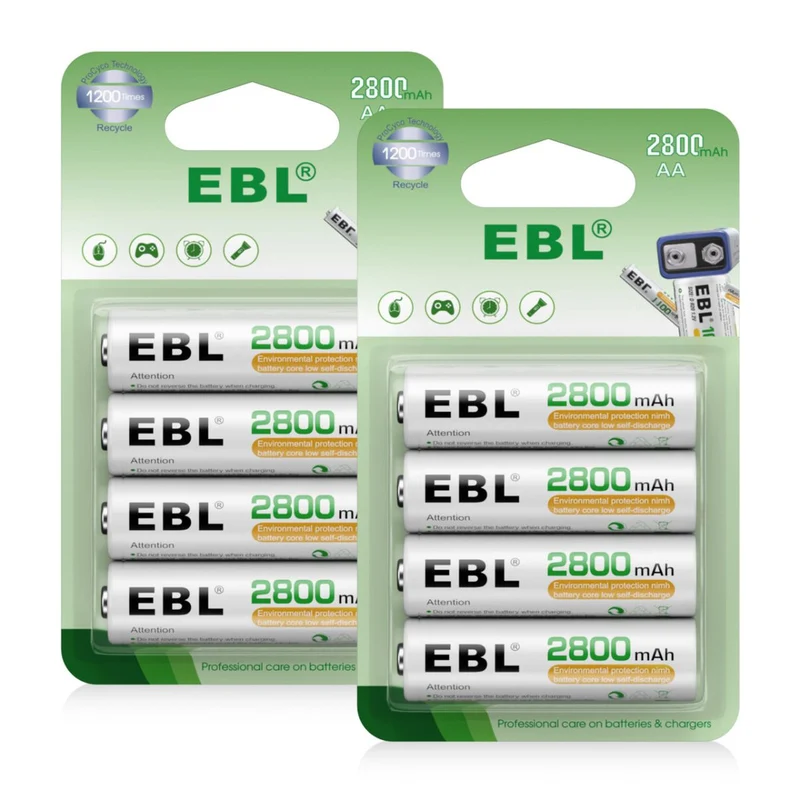 【CZ】EBL 2800mAh Ni-MH AA Rechargeable Batteries New Retail Package
