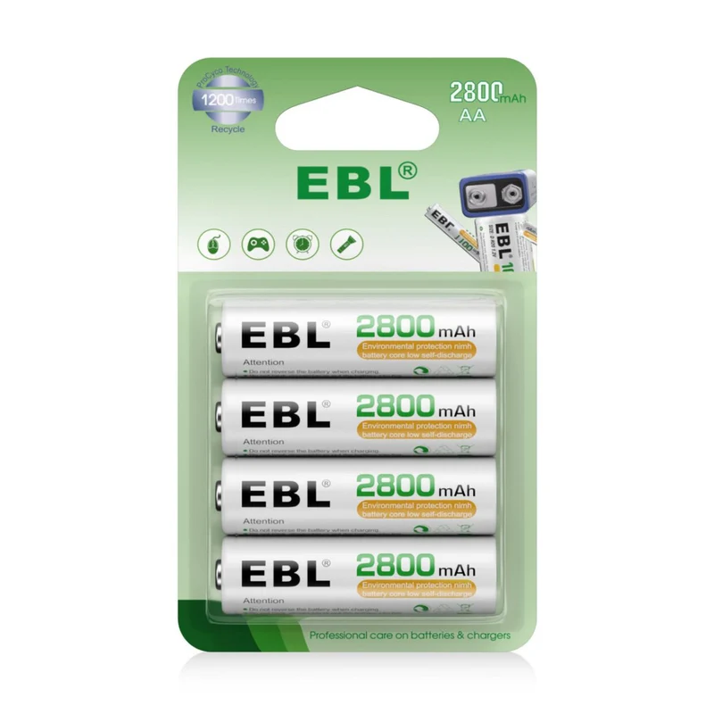 【CZ】EBL 2800mAh Ni-MH AA Rechargeable Batteries New Retail Package