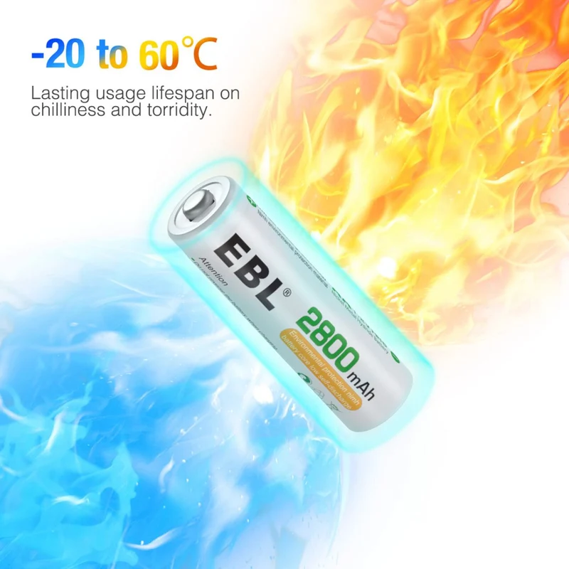 【CZ】EBL 2800mAh Ni-MH AA Rechargeable Batteries New Retail Package