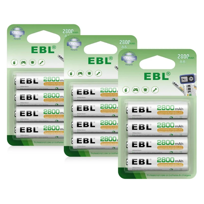 【CZ】EBL 2800mAh Ni-MH AA Rechargeable Batteries New Retail Package