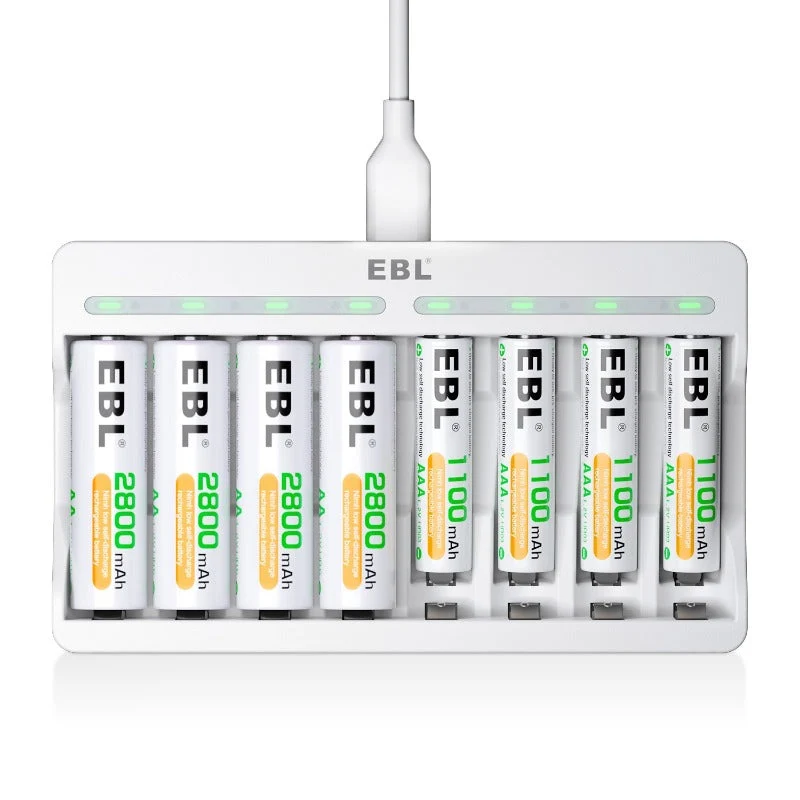 【CZ】EBL AA and AAA Rechargeable Batteries with 8-Bay Individual Battery Charger