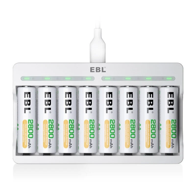 【CZ】EBL AA and AAA Rechargeable Batteries with 8-Bay Individual Battery Charger