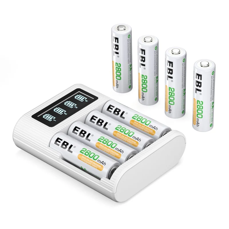 【CZ】EBL AA AAA Rechargeable Batteries with FY-409 4-Bay Individual LCD Charger
