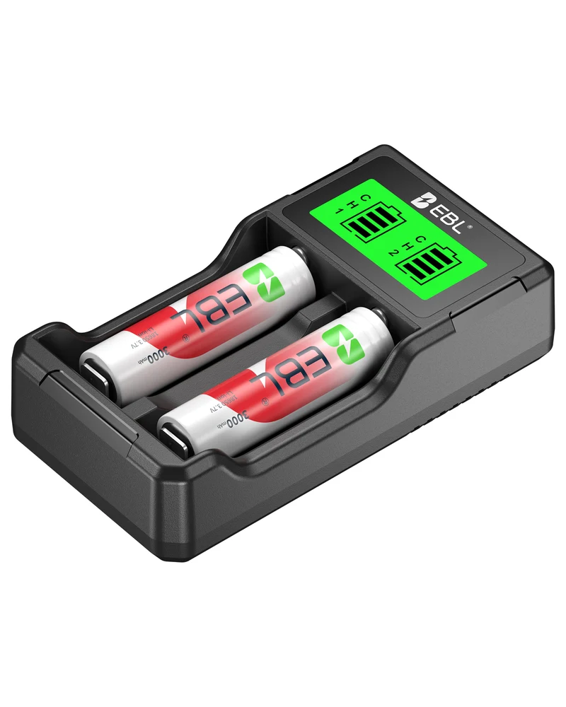 EBL Universal Battery Charger and 18650 Rechargeable Batteries Combo for Flashlight Headlamp Camera RC Toys and Other Devices