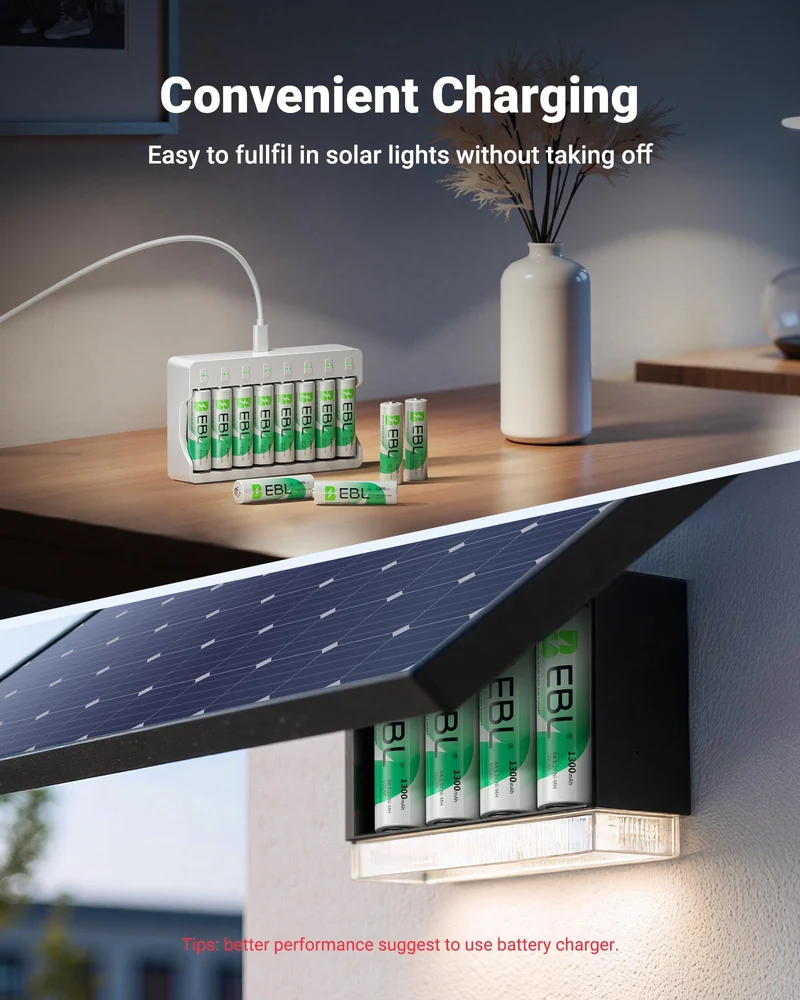 EBL AA Rechargeable Batteries for Solar Lights