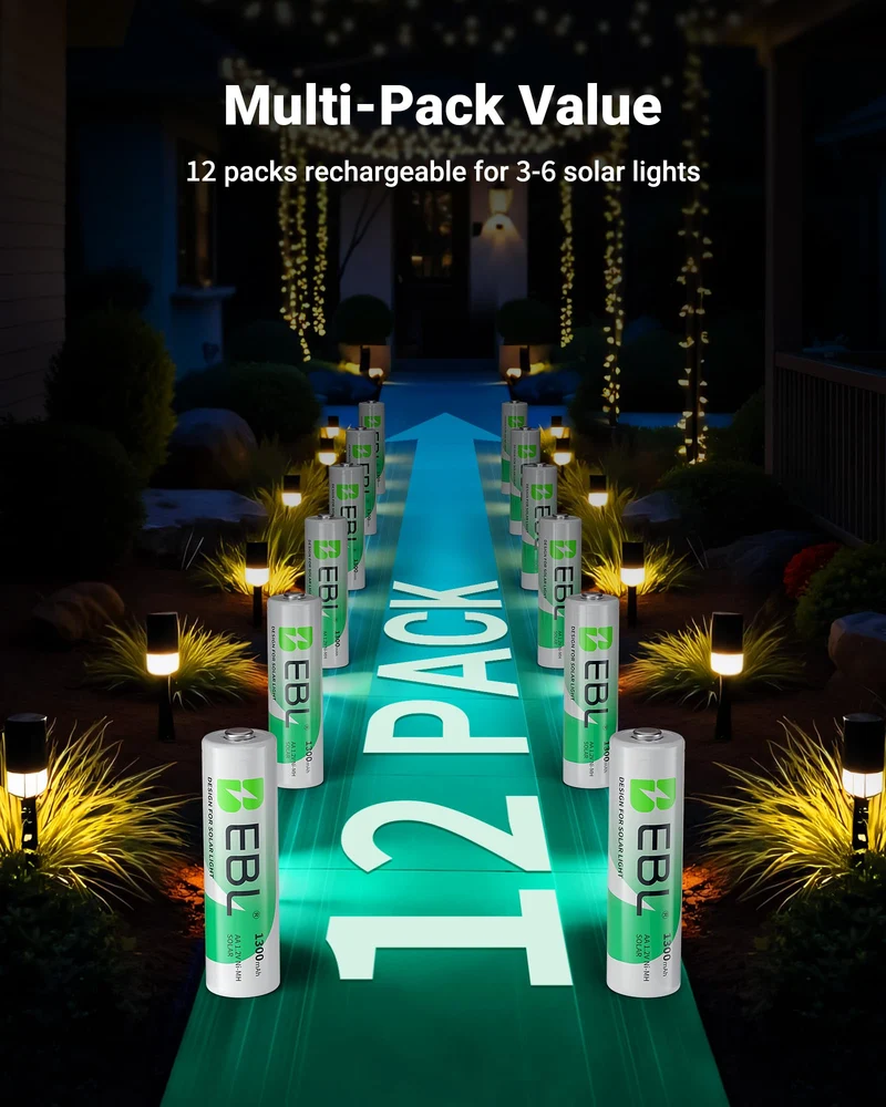 EBL AA Rechargeable Batteries for Solar Lights