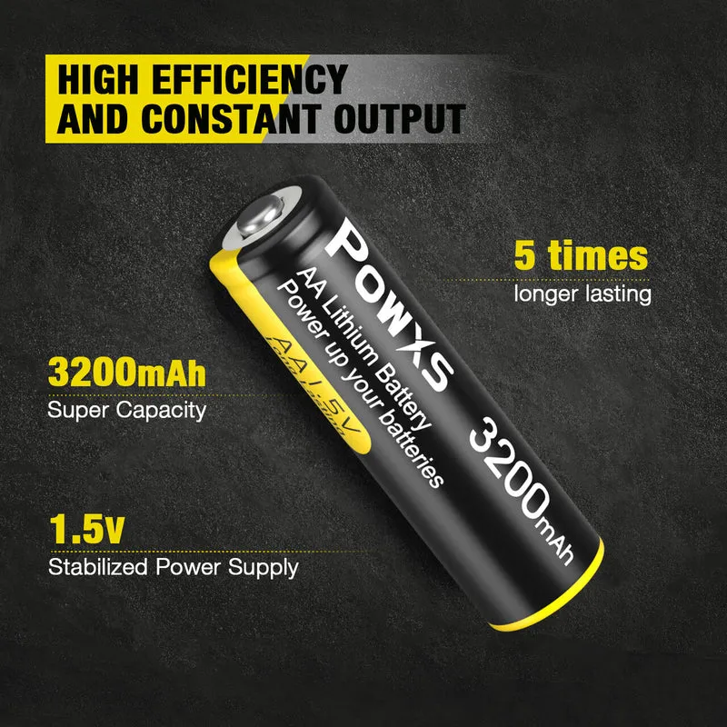 POWXS 1.5V AA Lithium Batteries 3200mAh