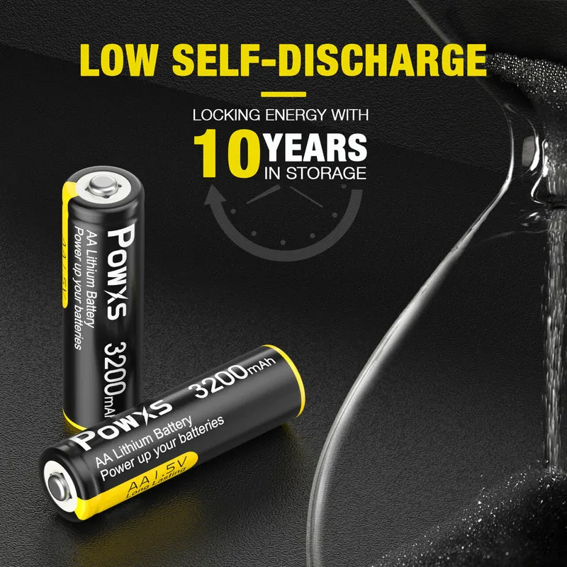 POWXS 1.5V AA Lithium Batteries 3200mAh