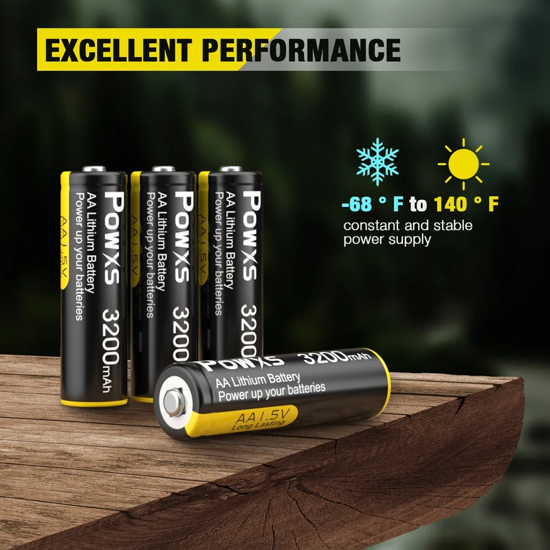 POWXS 1.5V AA Lithium Batteries 3200mAh