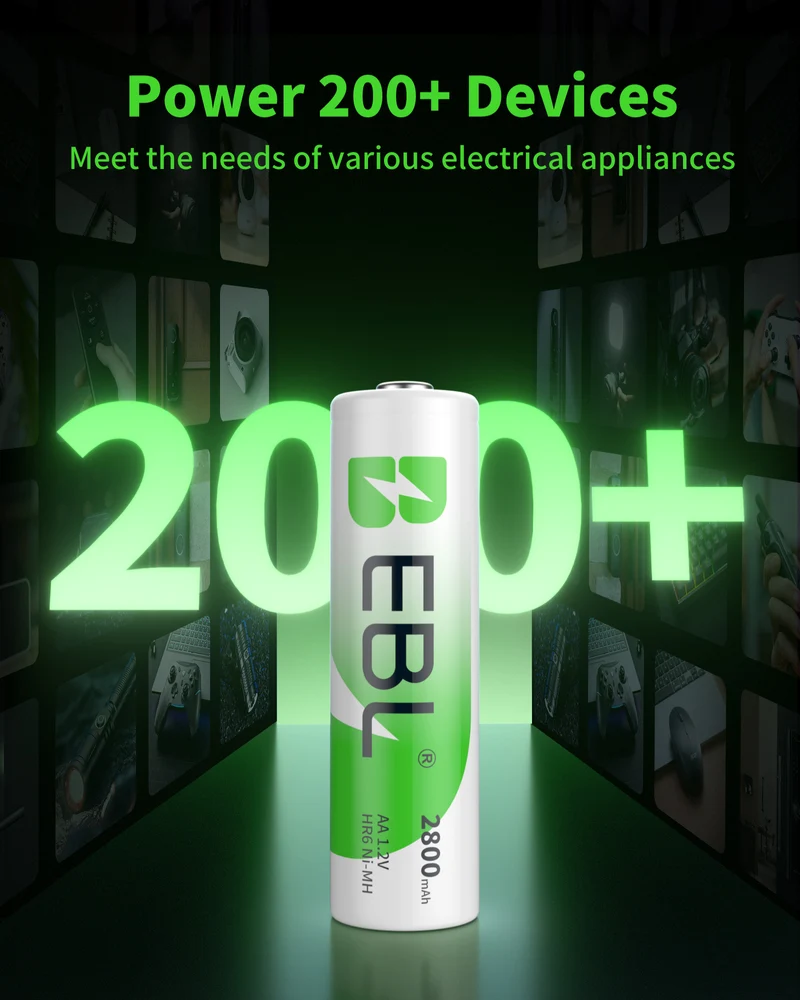 EBL AA 1.2V 2800mAh NiMH Rechargeable Batteries