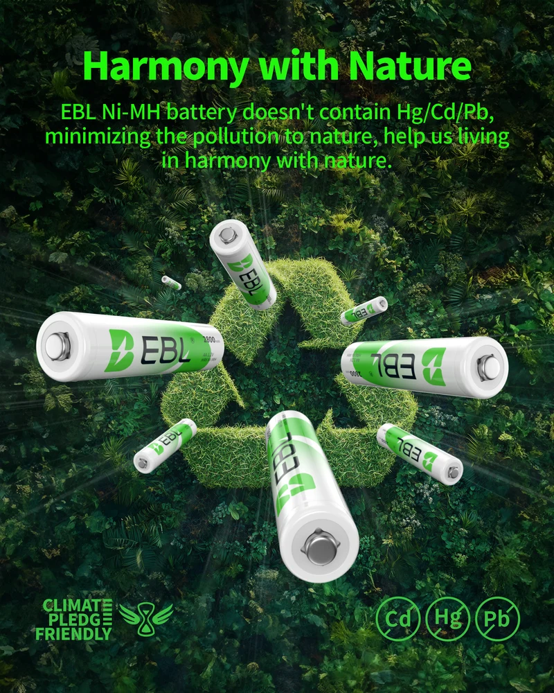 EBL 2800mAh Ni-MH AA Rechargeable Batteries New Retail Package