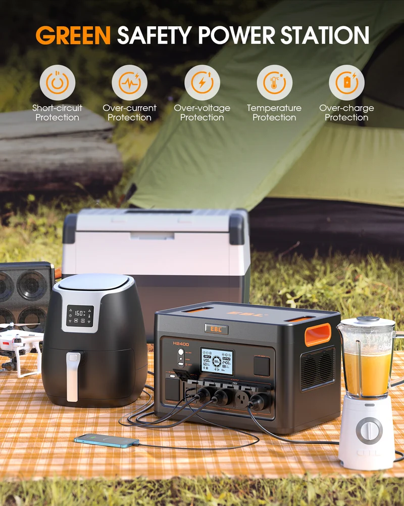 EBL 2400W Portable Power Station, LiFePO4 Solar Generator for Home Backup, RV and Camping