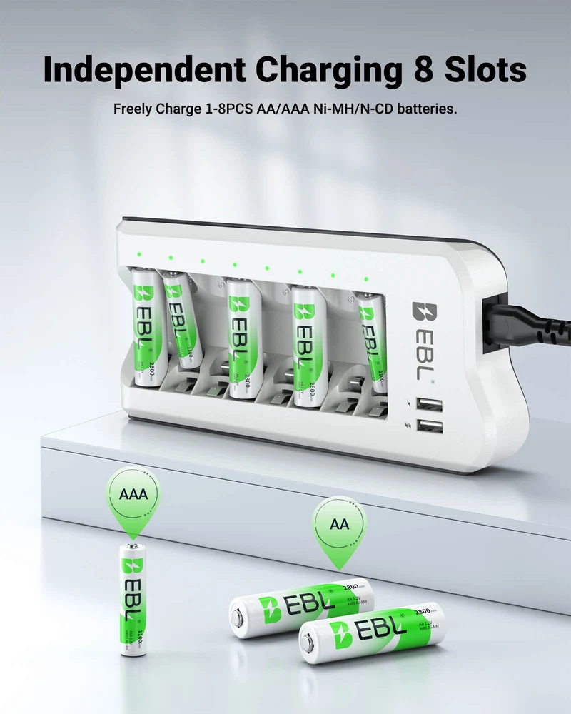 EBL 808U 8-Bay AA AAA NiMH NiCd Battery Charger Sets