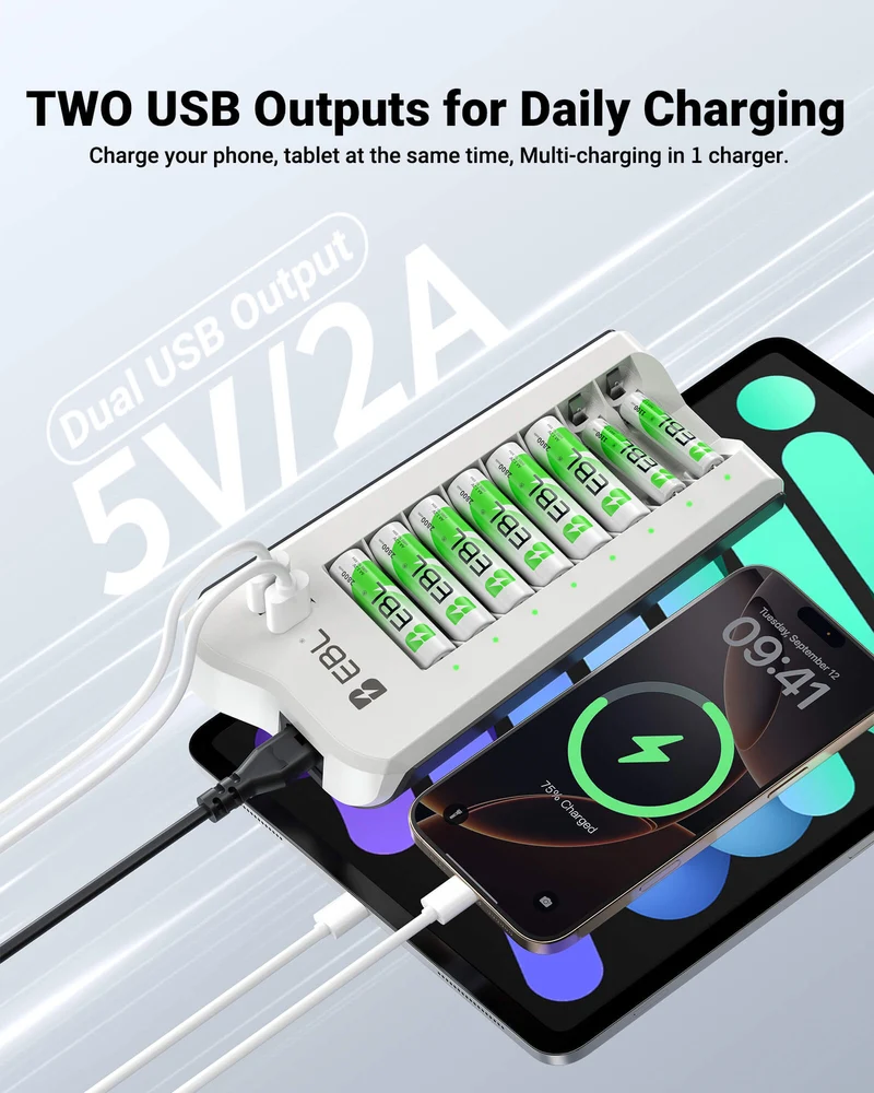 EBL 808U 8-Bay AA AAA NiMH NiCd Battery Charger Sets
