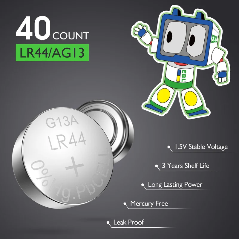 EBL LR44 AG13 Alkaline Button Cell Batteries