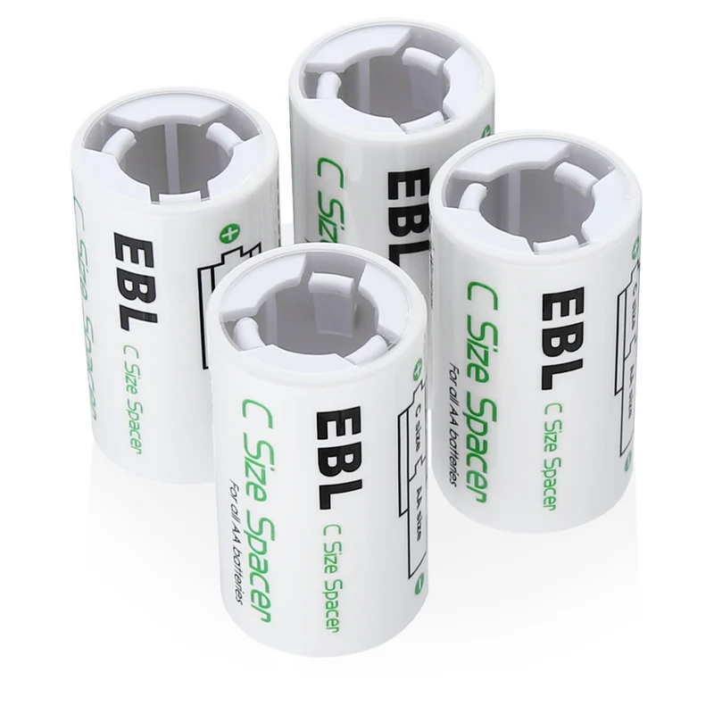EBL AA to C and D Size Battery Spacer Converter Case