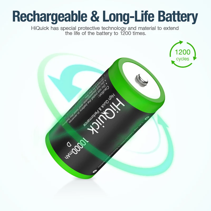 HiQuick D Cell NI-MH Rechargeable Batteries 10000mAh 1.2V