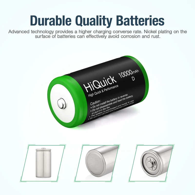 HiQuick D Cell NI-MH Rechargeable Batteries 10000mAh 1.2V