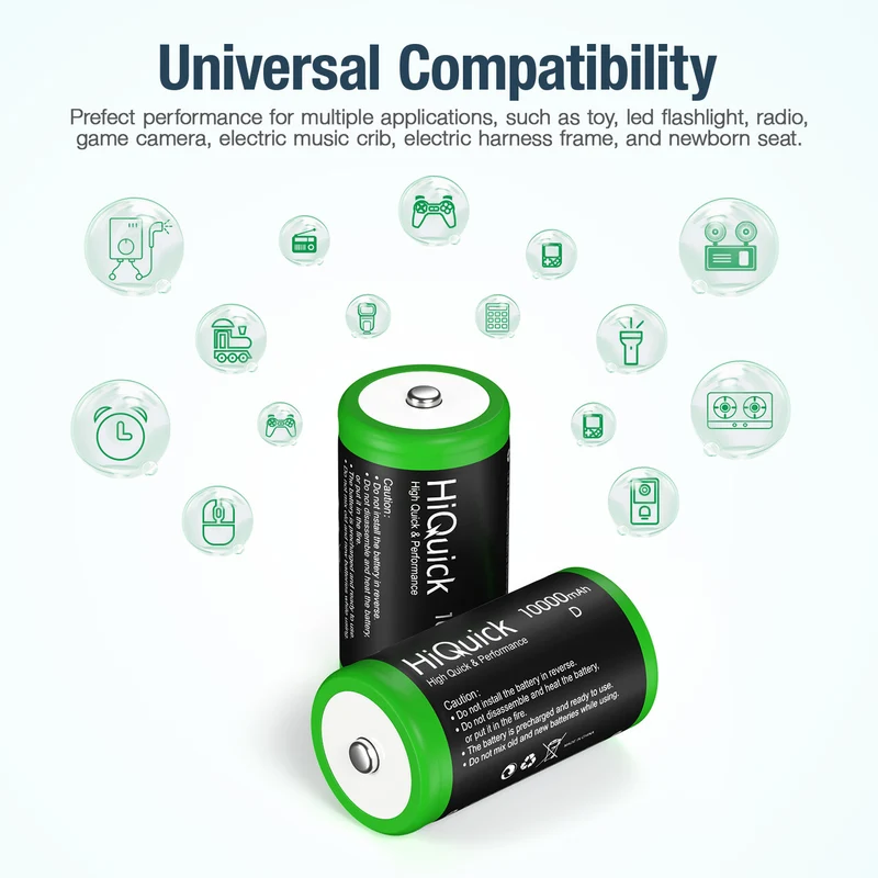 HiQuick D Cell NI-MH Rechargeable Batteries 10000mAh 1.2V