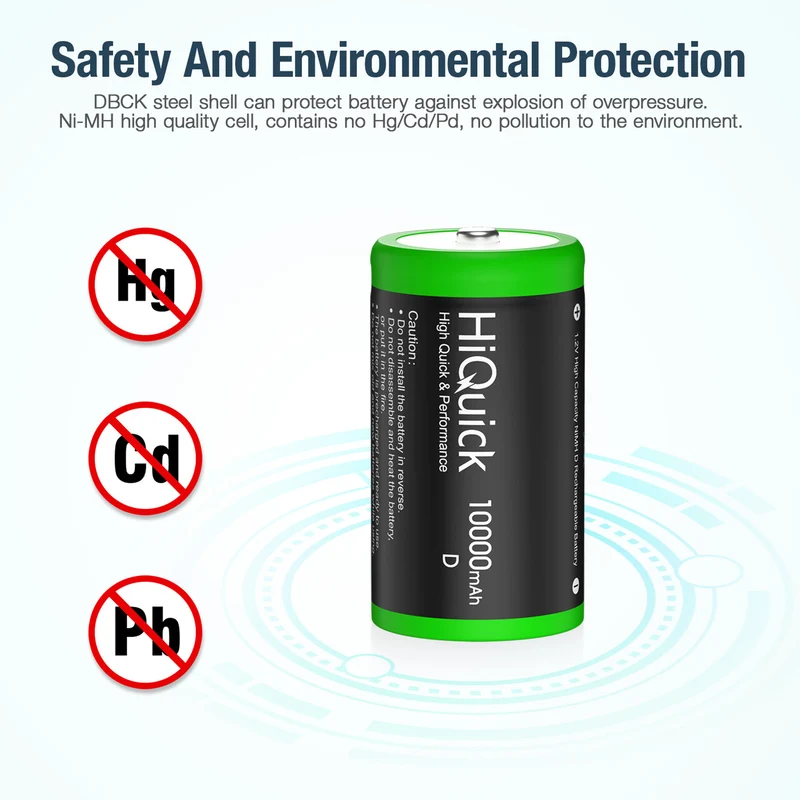 HiQuick D Cell NI-MH Rechargeable Batteries 10000mAh 1.2V