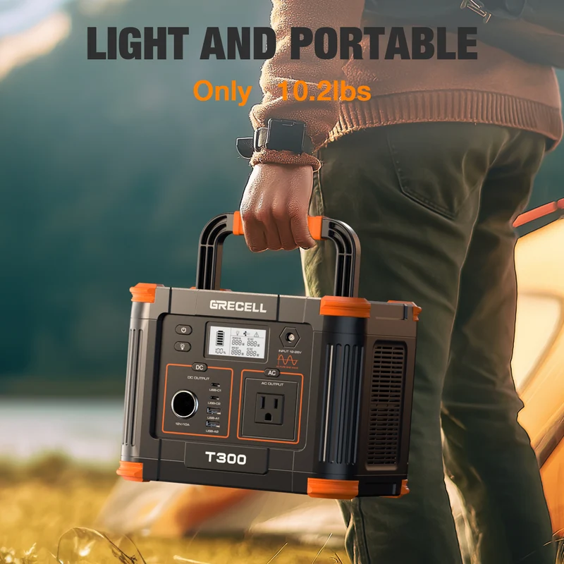 300W Portable Power Station, 230.88Wh Lithium-Ion Solar Generator with 60W USB-C PD, 110V AC Outlet for Camping, RV, Travel, Emergency Home Backup & Outdoor Us