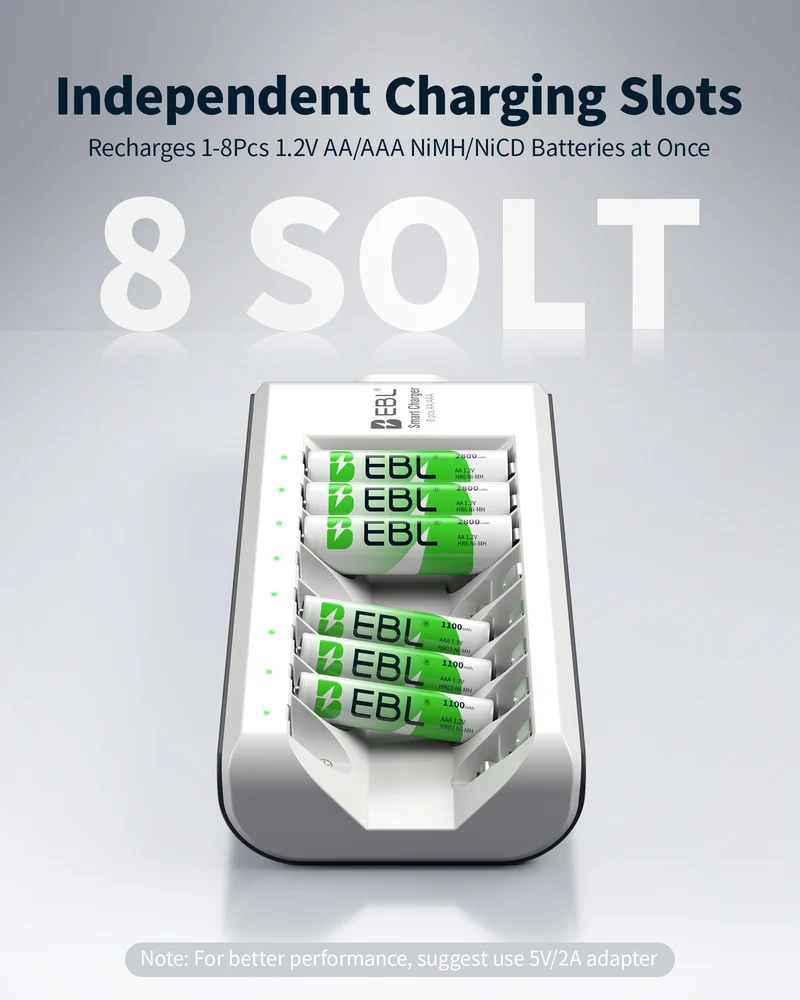 EBL Upgraded 808 8-Bay AA AAA Individual Battery Charger