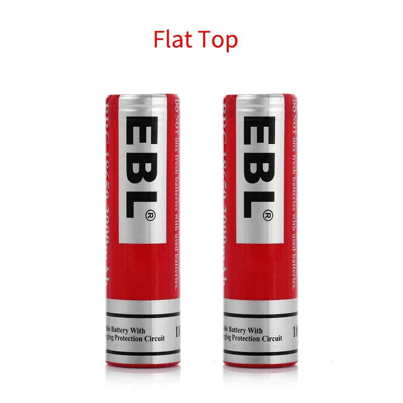 EBL 18650 Lithium Rechargeable Battery 3.7V 3000mAh - Flat Top