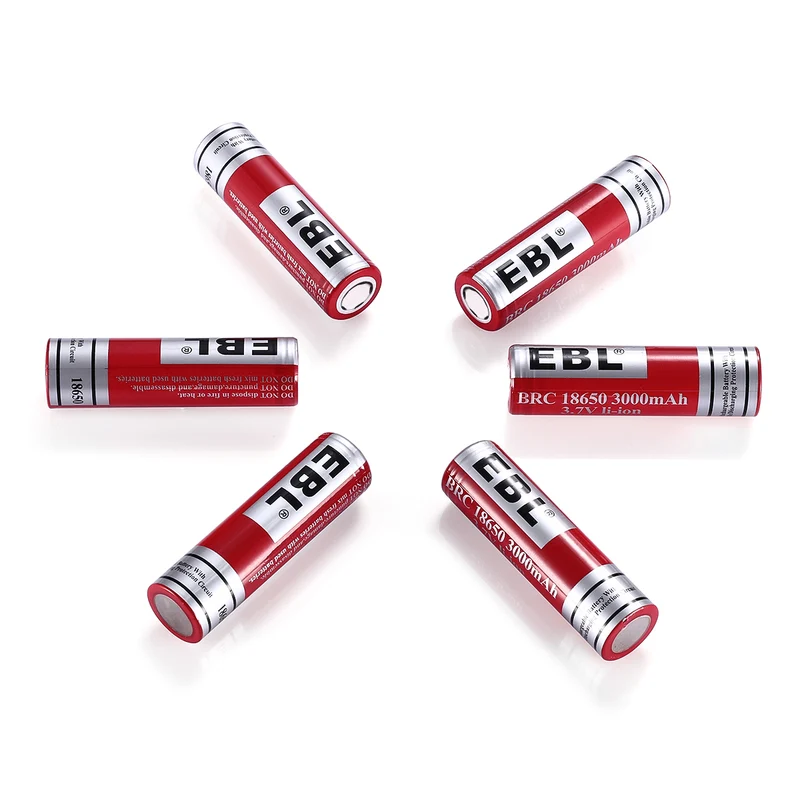 EBL 18650 Lithium Rechargeable Battery 3.7V 3000mAh - Flat Top
