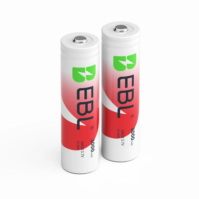EBL 18650 3000mAh Rechargeable Li-ion Batteries, Protected Button Top