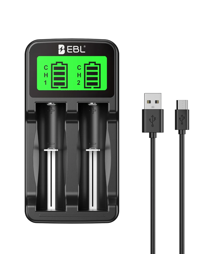 EBL Universal 18650 Battery Charger for 3.7V Li-ion 26650 22650 18490 18350 17670 17500 16340 14500 Batteries and AA AAA NiMH NiCd Rechargeable Batteries with LCD Display for Flashlight Headlamp Camera RC Toys