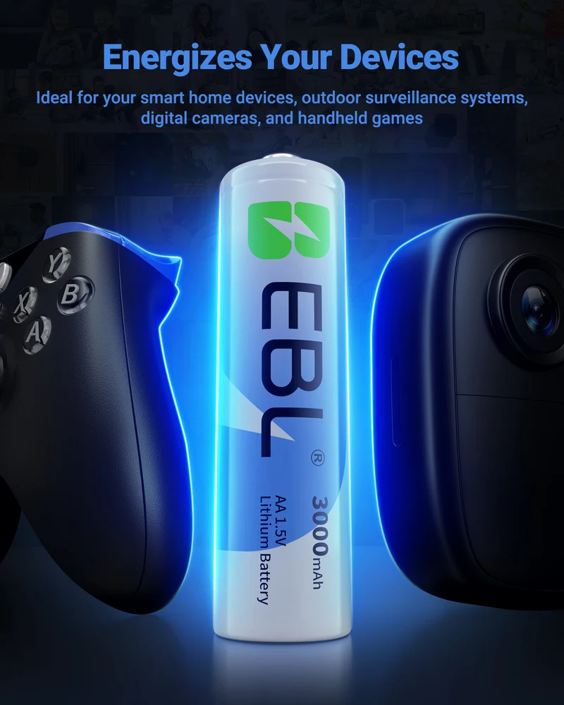 EBL AA Lithium Batteries 1.5V 3000mAh, Long-Lasting Non-Rechargeable for Outdoor, Cameras & Smart Home