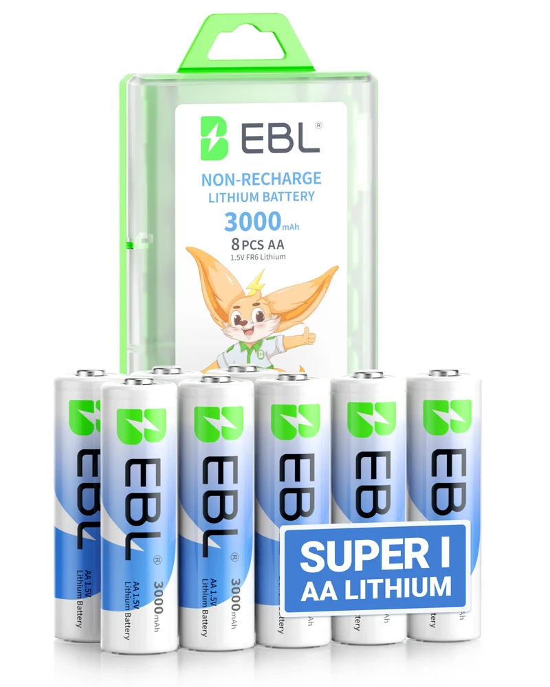 EBL AA Lithium Batteries 1.5V 3000mAh, Long-Lasting Non-Rechargeable for Outdoor, Cameras & Smart Home