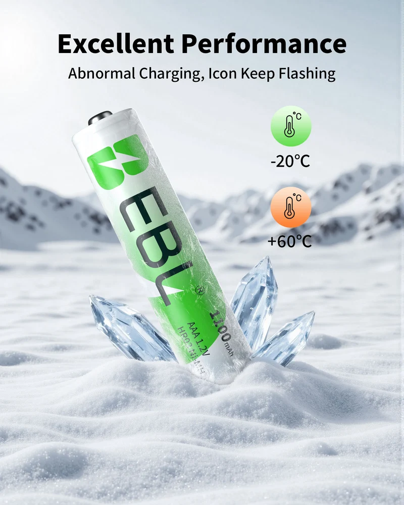 EBL AA AAA Rechargeable Batteries with FY-409 4-Bay Individual LCD Charger