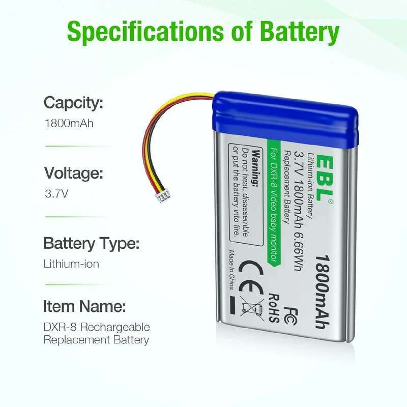 EBL 3.7V Replacement Sp 803048 Battery for DXR-8 Video Baby Monitors
