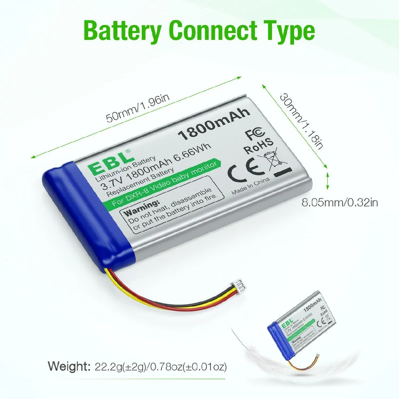 EBL 3.7V Replacement Sp 803048 Battery for DXR-8 Video Baby Monitors