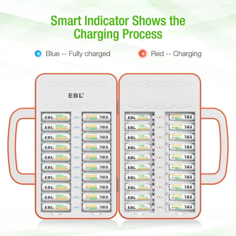 EBL 40-Slot AA AAA Battery Charger for NiMH NiCd Rechargeable Batteries
