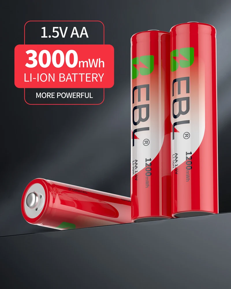 EBL AAA 1.5V 1200mWh Rechargeable Li-ion Batteries