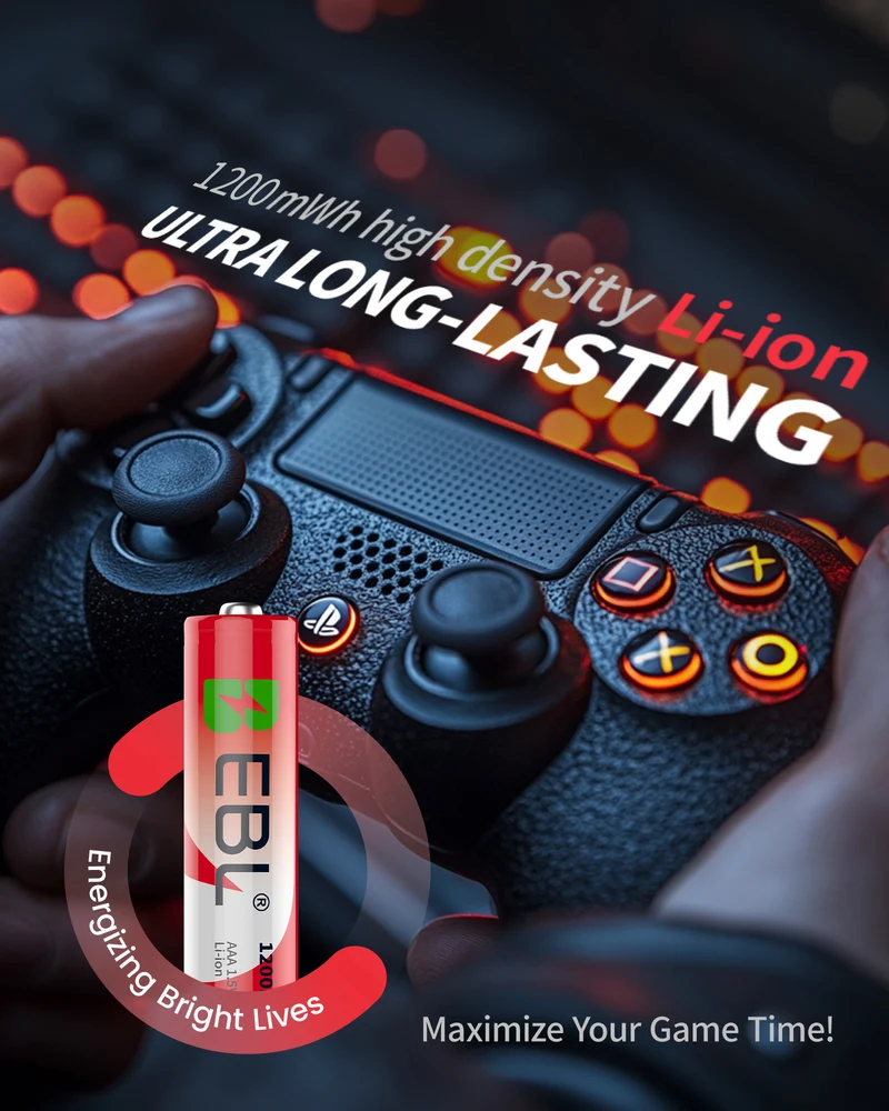 EBL AAA 1.5V 1200mWh Rechargeable Li-ion Batteries