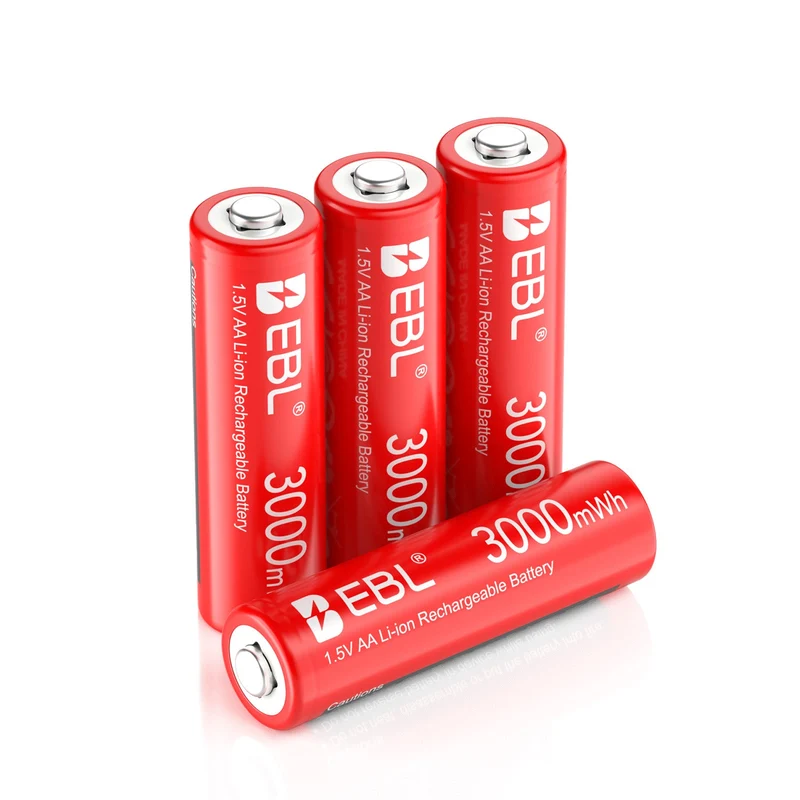 EBL 1.5V Rechargeable Lithium AA Batteries with Charger for Cameras, Toys and Game Controllers