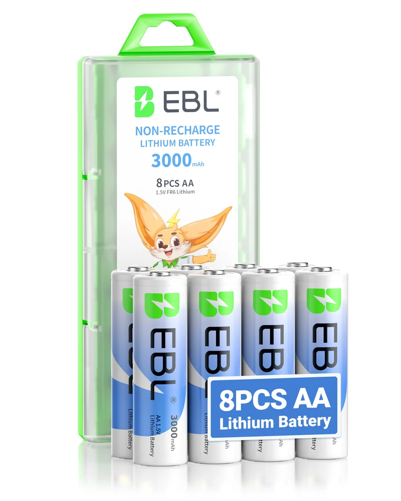 EBL 1.5V AA Lithium Batteries 3000mAh, Non-Rechargeable Batteries for Cameras, Flashlights & Outdoor Gear