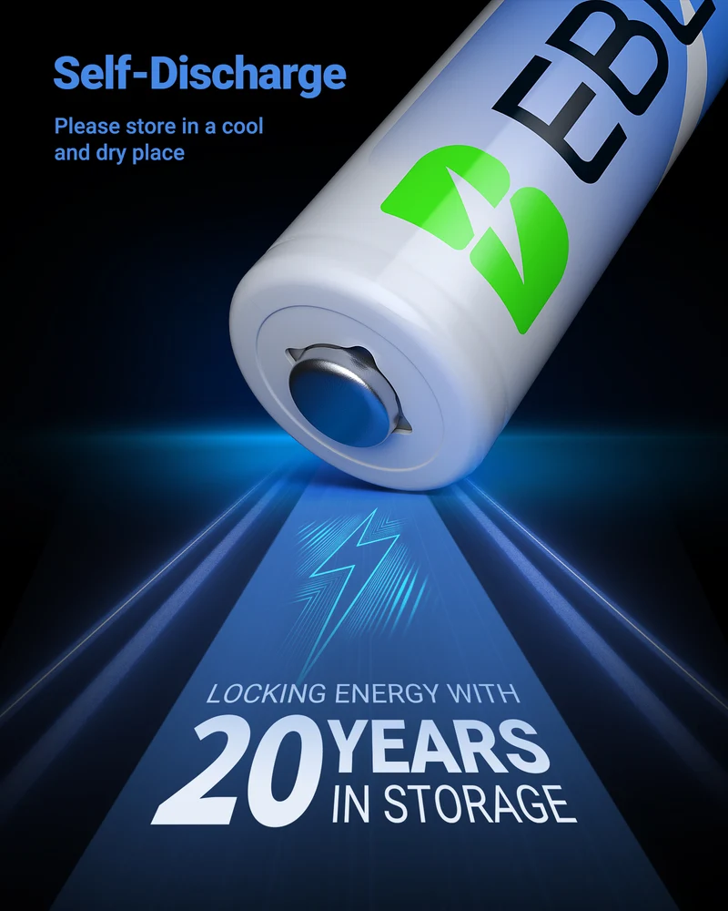 EBL 1.5V AA Lithium Batteries 3000mAh, Non-Rechargeable Batteries for Cameras, Flashlights & Outdoor Gear