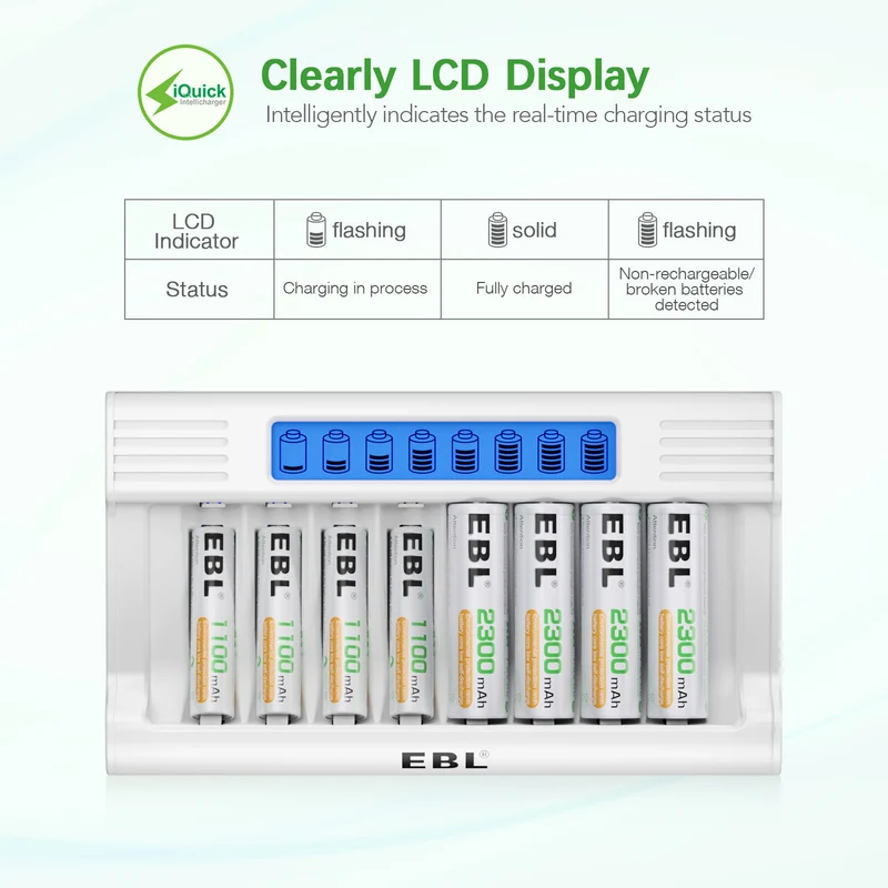 EBL RM-76 8-Bay AA AAA NIMH Battery Charger