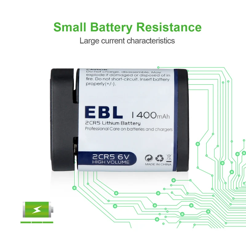 EBL 2CR5 Lithium 6V Photo Camera Battery 1400mAh