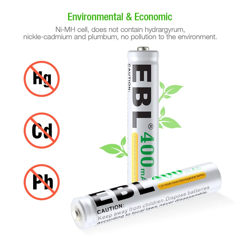 EBL AAAA Ni-MH Rechargeable Batteries 1.2V 400mAh