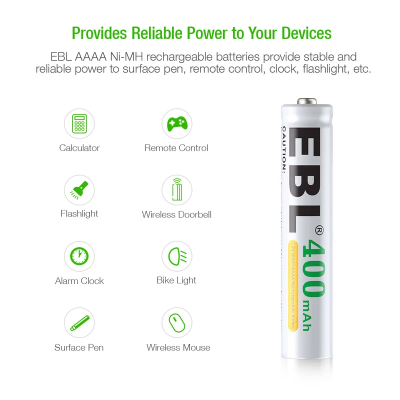 EBL AAAA Ni-MH Rechargeable Batteries 1.2V 400mAh