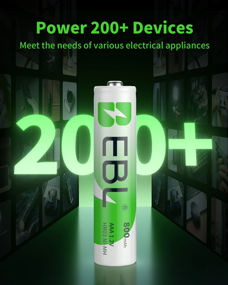 EBL AAA 1.2V 800mAh NiMH Rechargeable Batteries
