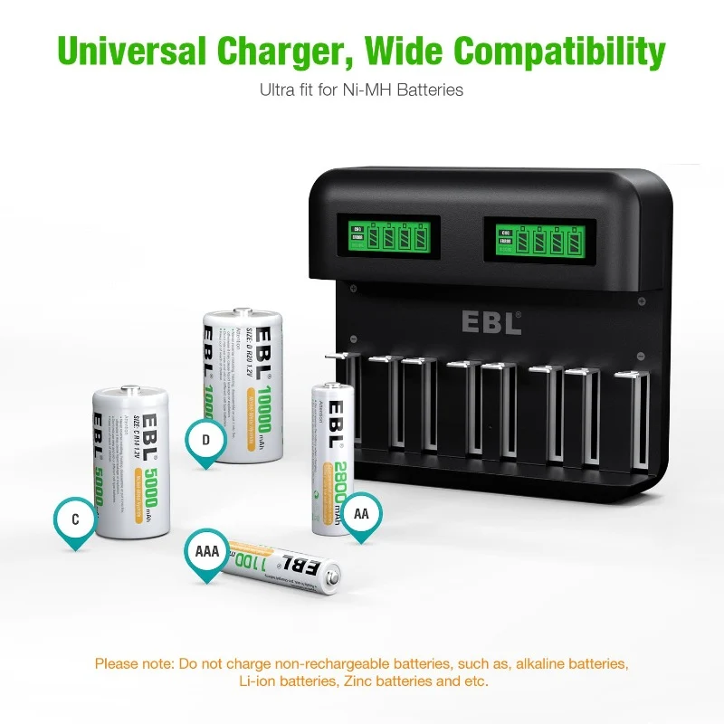 EBL C9008 8-Bay AA AAA NiMH NiCd Battery Charger Sets